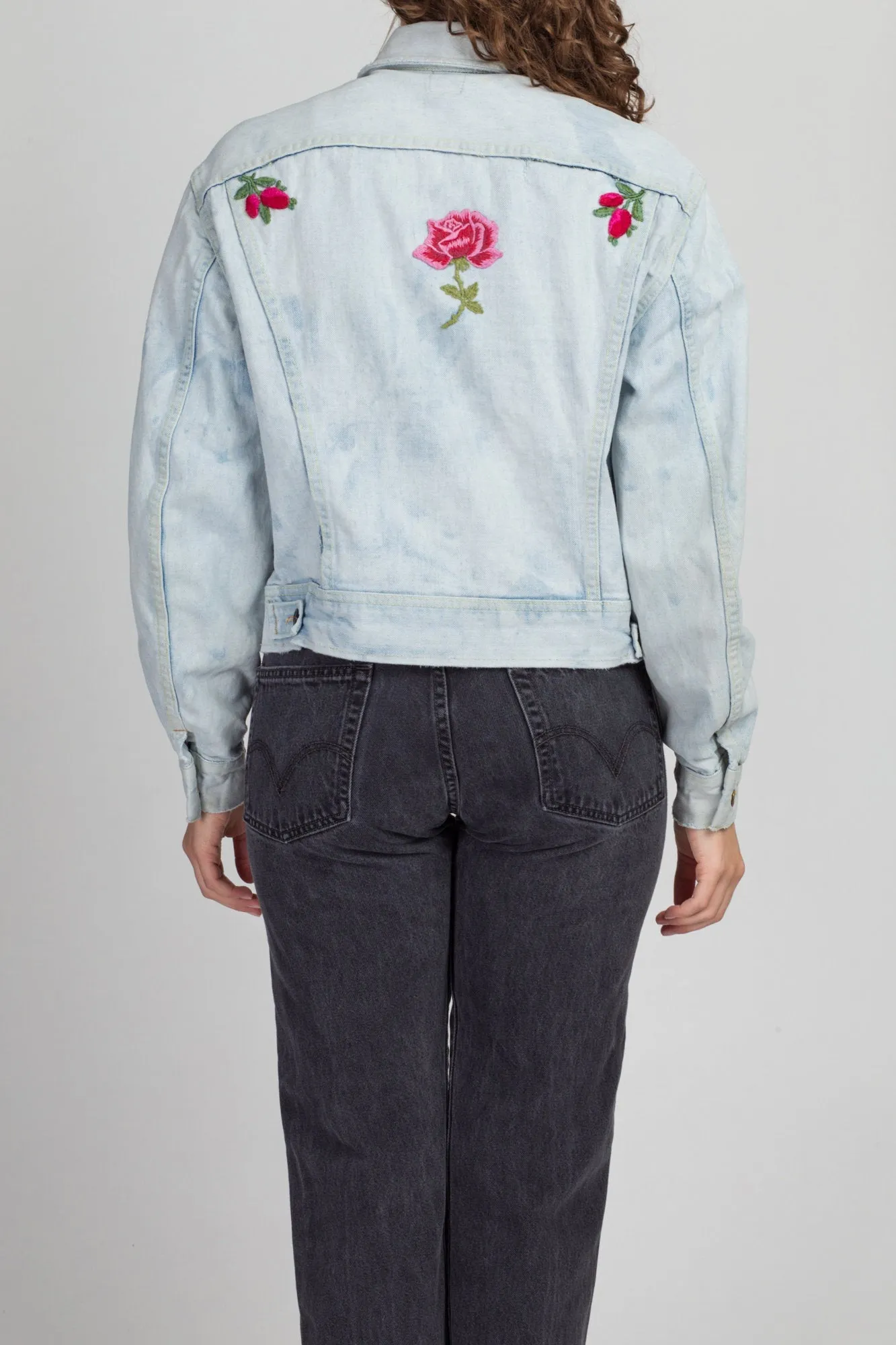 1960s Lee Riders Rose Embroidered Jean Jacket - Men's Medium, Women's Large