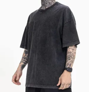 3 Pcs Oversized T-Shirts Heavy Cotton Washed Summer Vintage Tee Loose Fit Short Sleeve Casual Shirts for Men Women