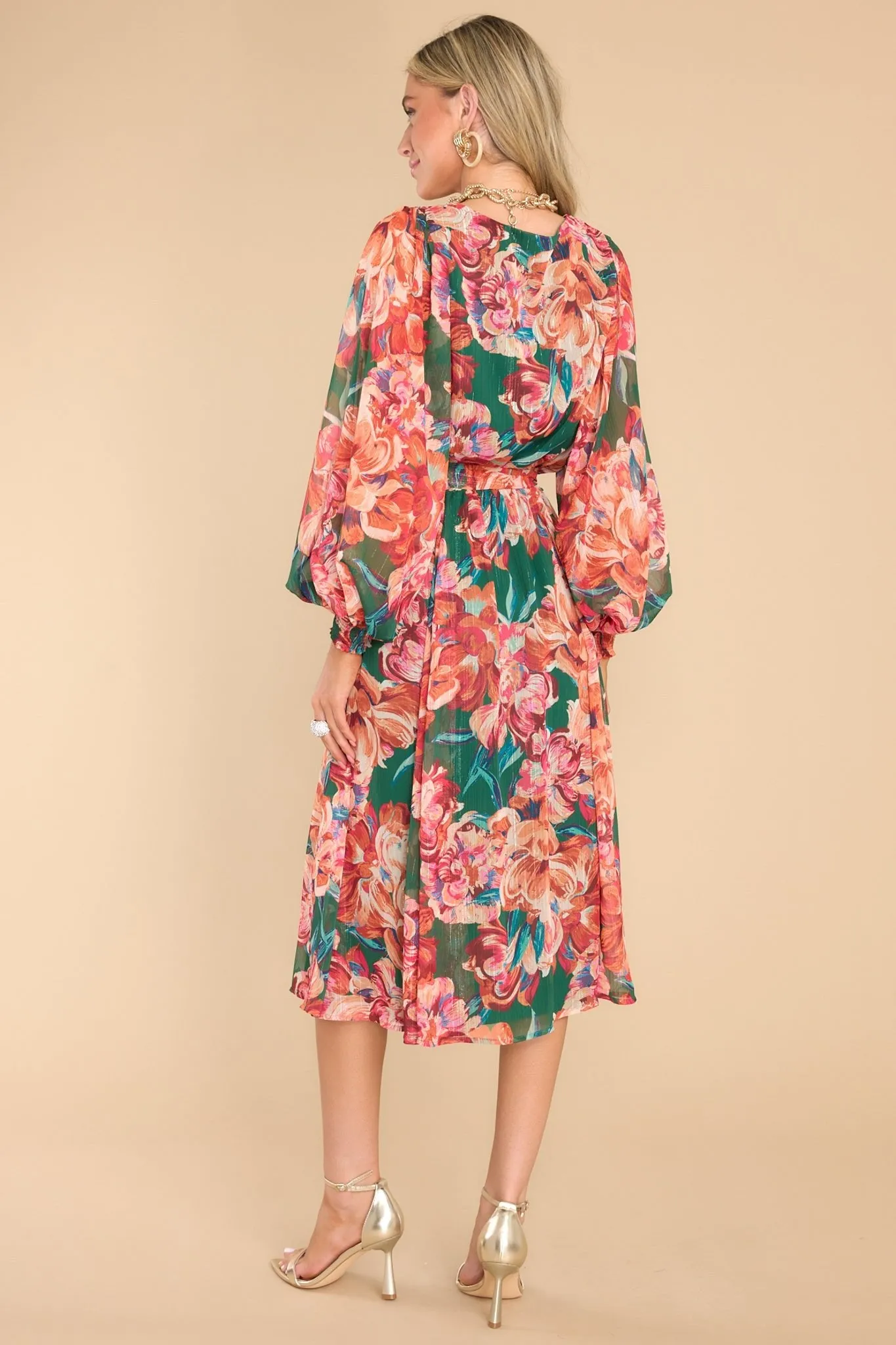 After Party Hours Green Floral Print Midi Dress