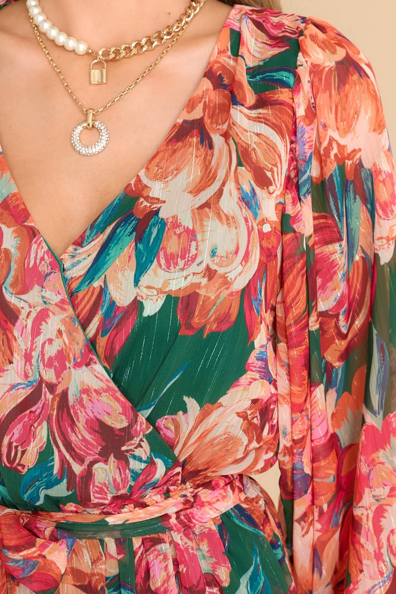 After Party Hours Green Floral Print Midi Dress