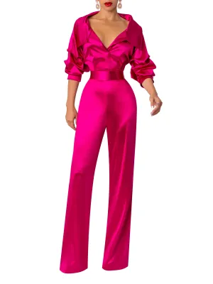 “Ashanti” Magenta Off Shoulder Jumpsuit
