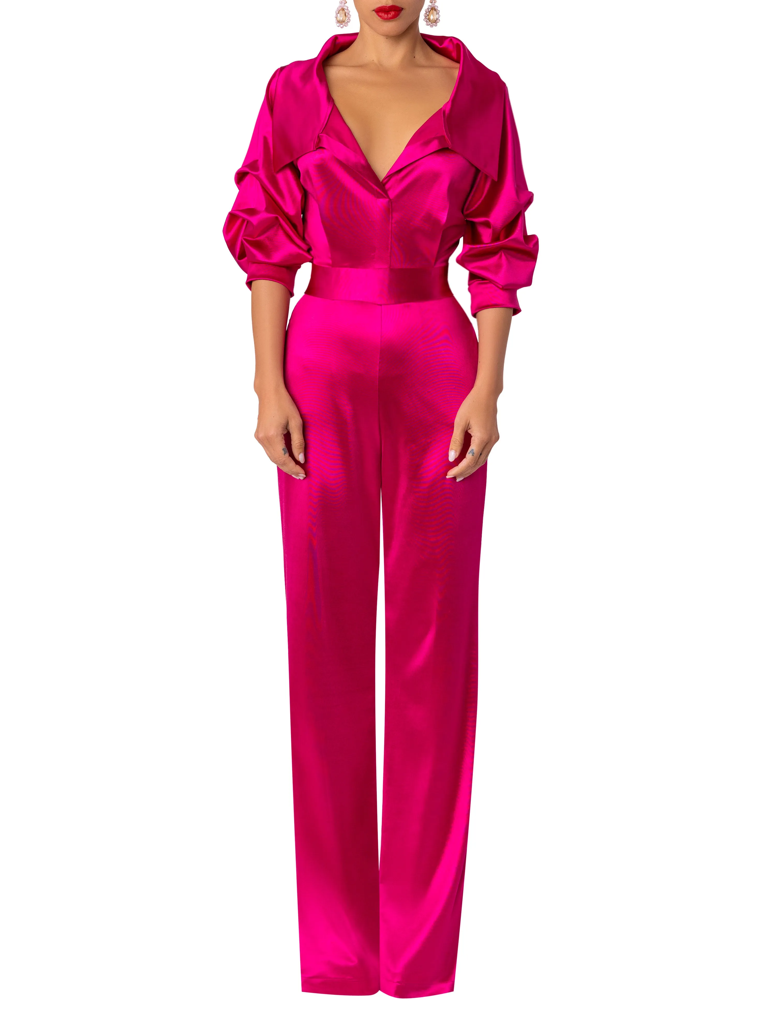 “Ashanti” Magenta Off Shoulder Jumpsuit