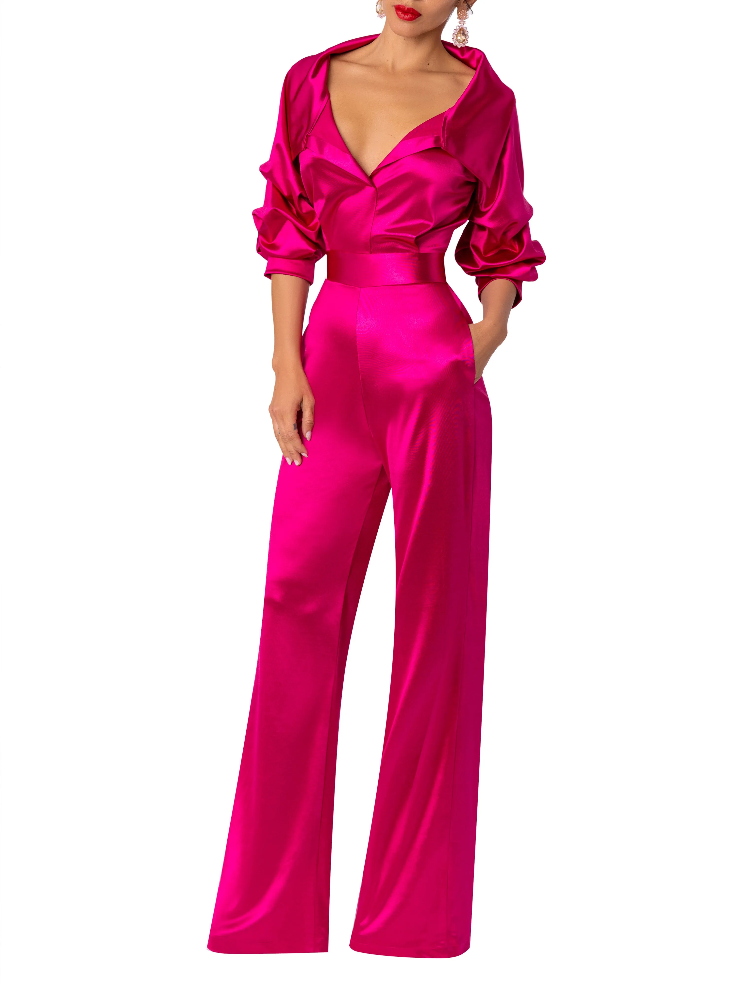 “Ashanti” Magenta Off Shoulder Jumpsuit