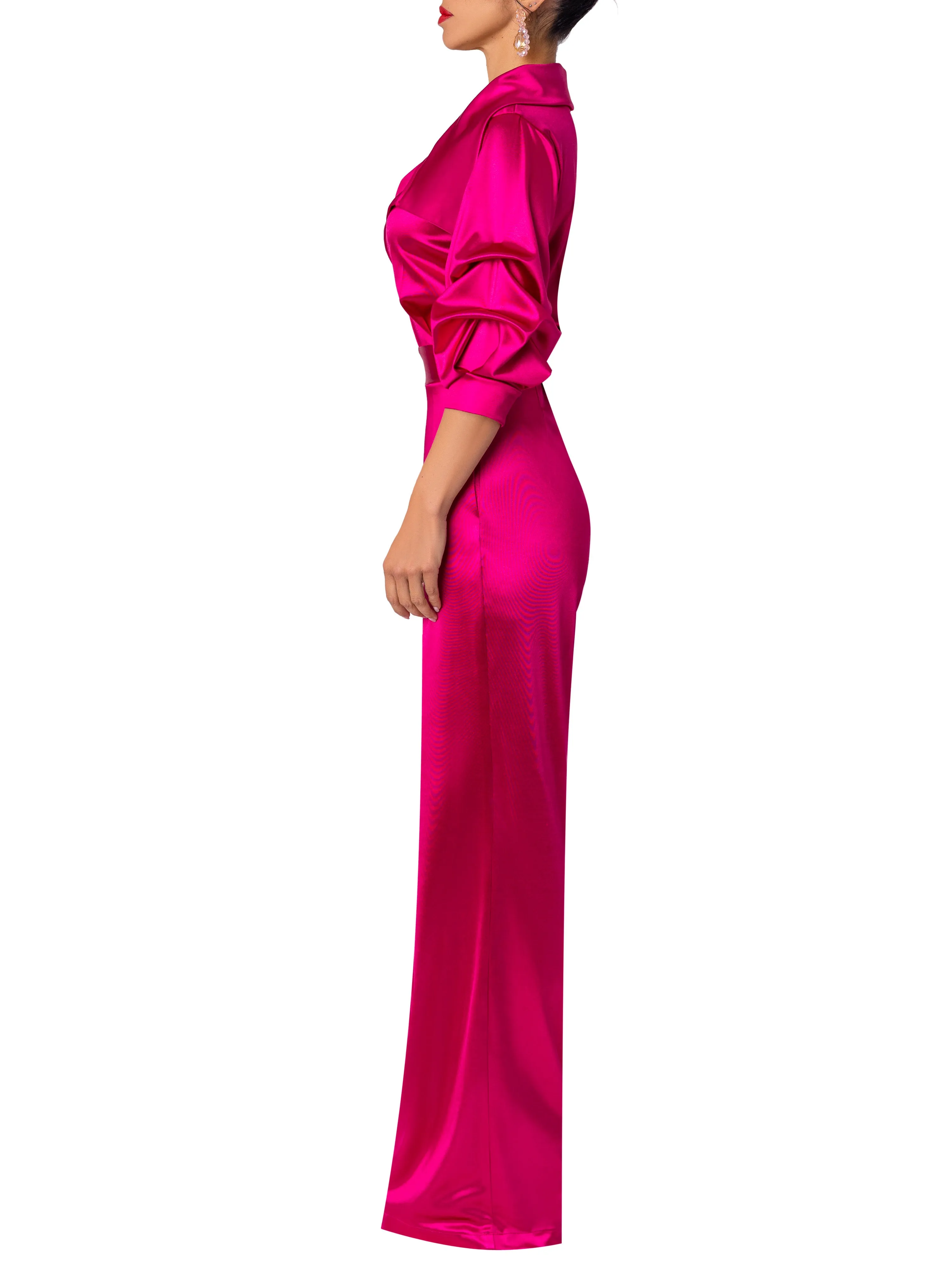 “Ashanti” Magenta Off Shoulder Jumpsuit