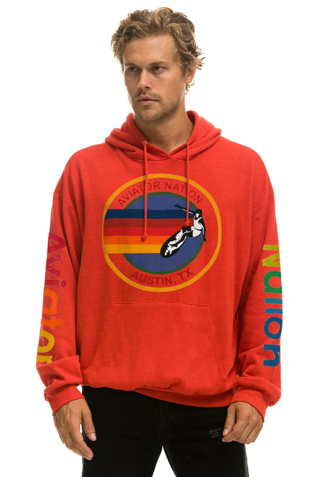 AVIATOR NATION AUSTIN RELAXED PULLOVER HOODIE - RED