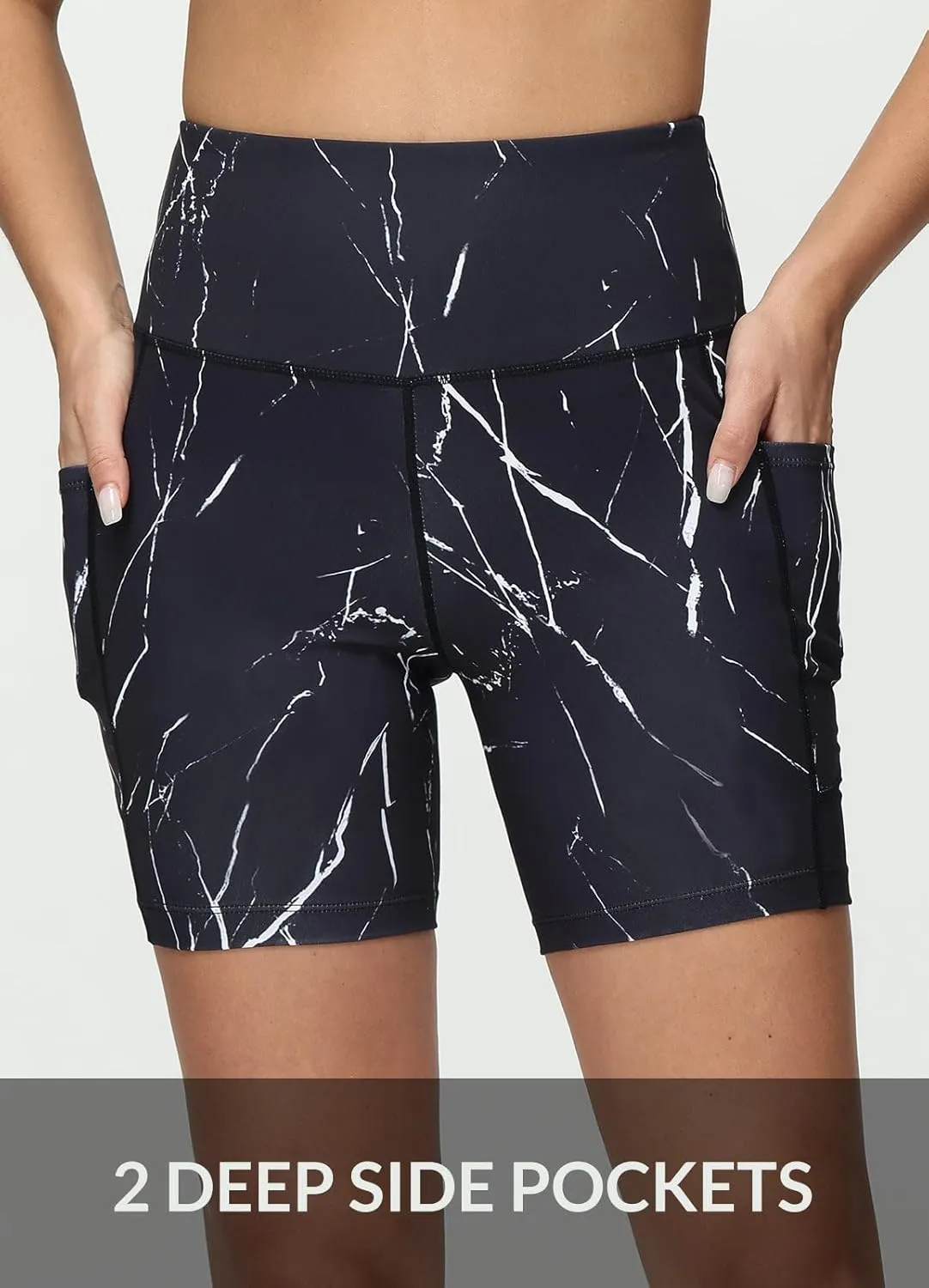 baleaf Women's 6"/8" High Waisted Biker Shorts with Pockets for Gym Workout Yoga Running Athletic