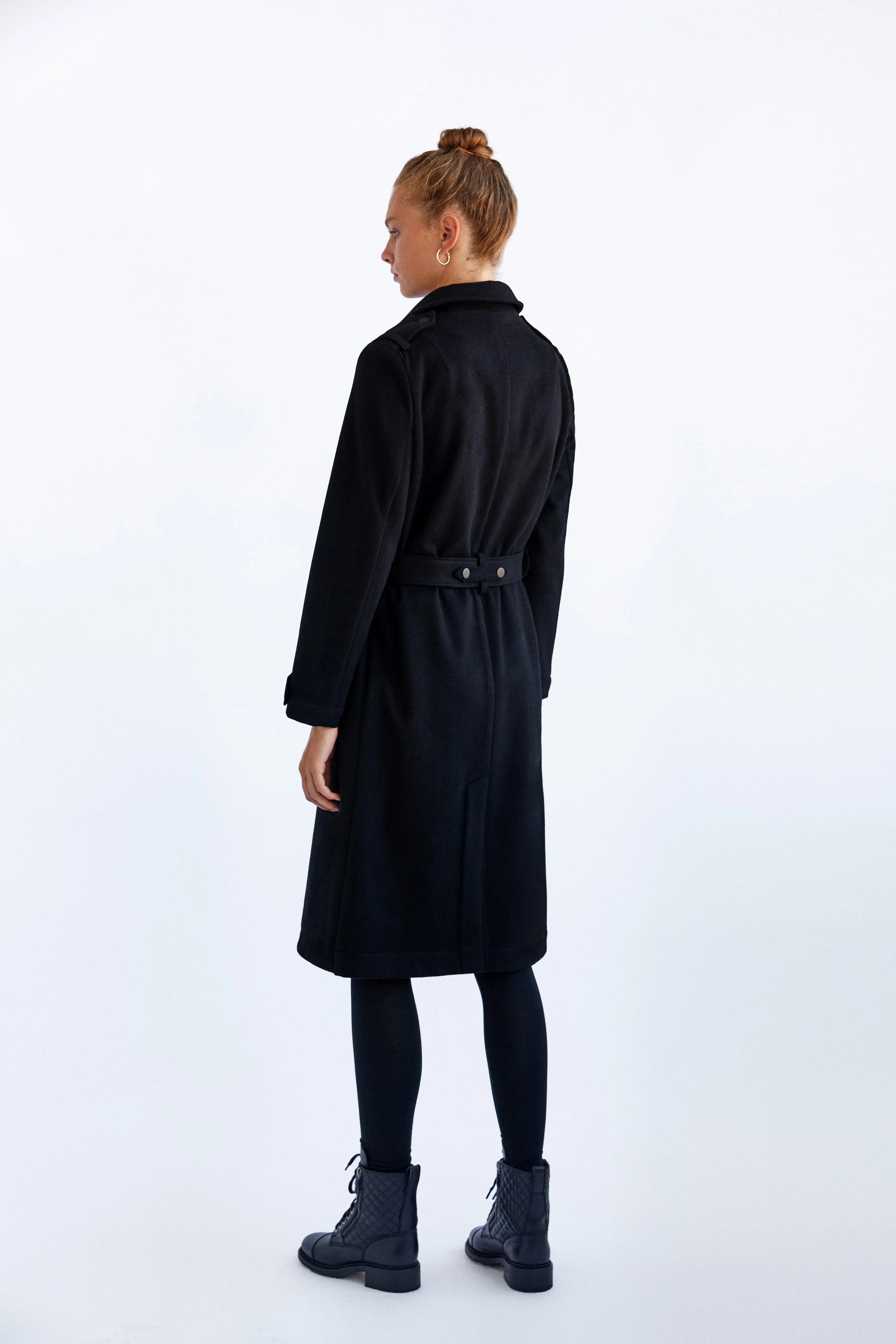 Black Wool Trench Coat