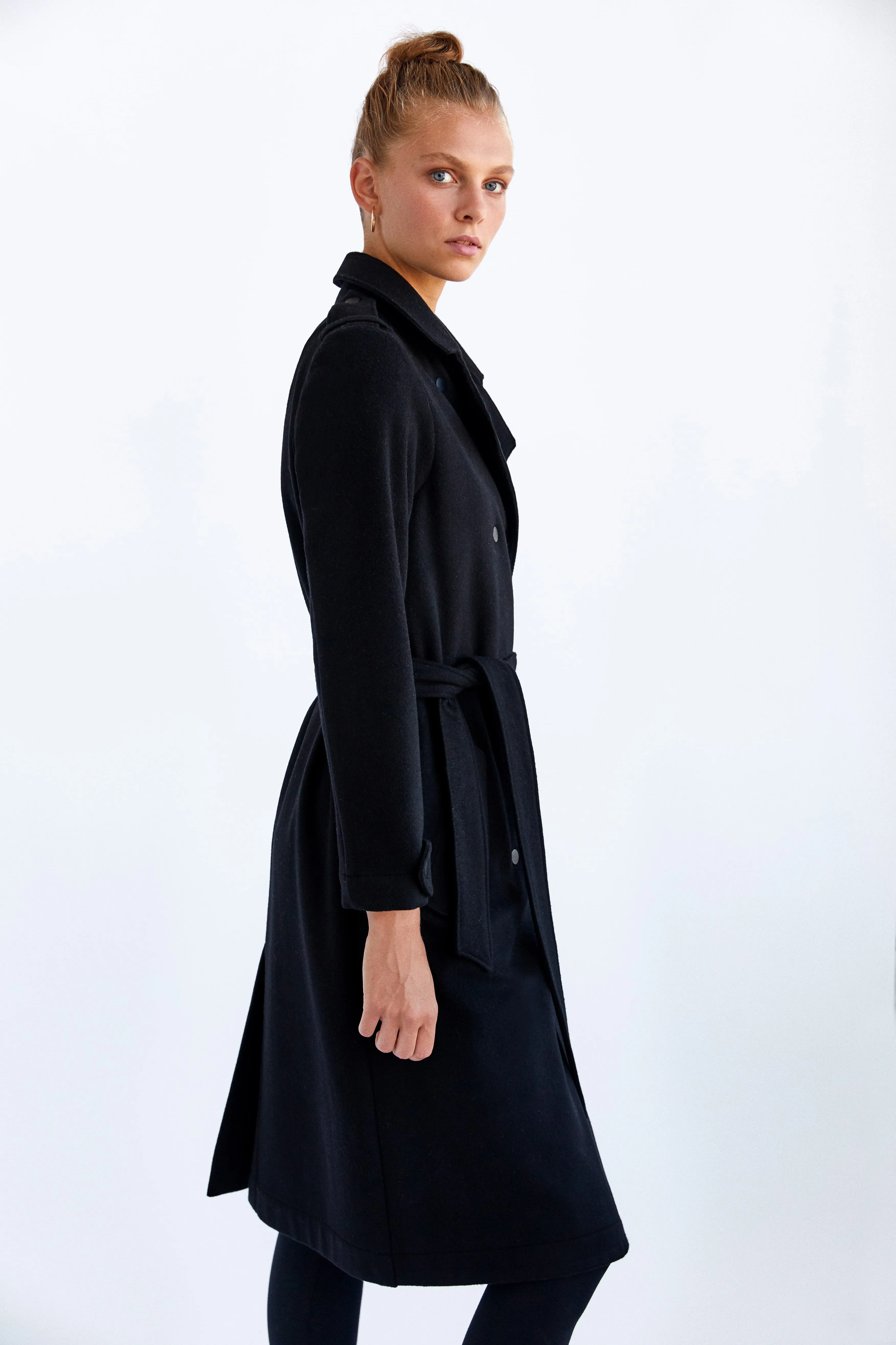 Black Wool Trench Coat