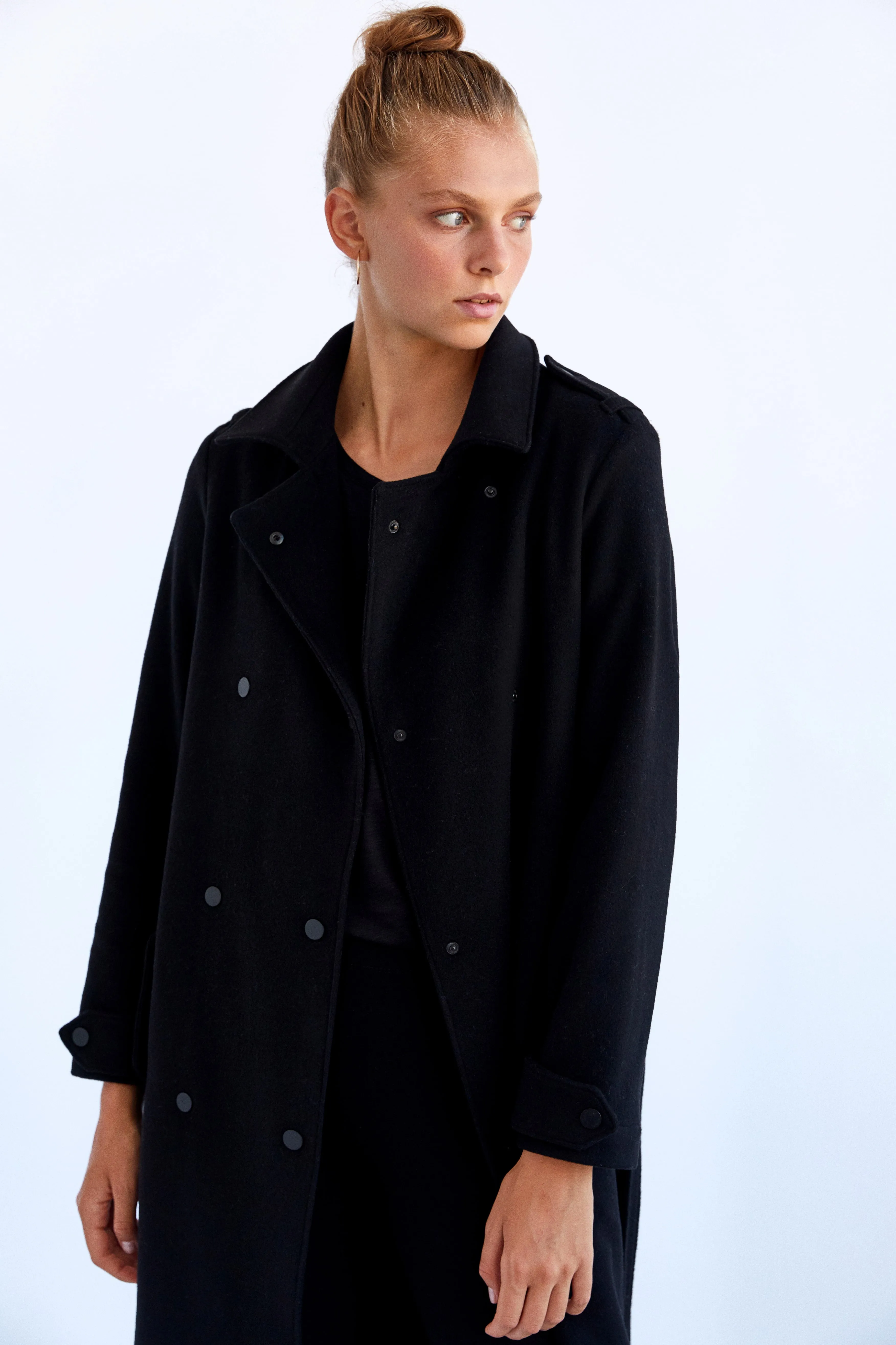 Black Wool Trench Coat