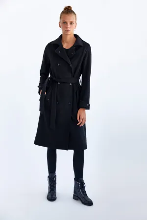 Black Wool Trench Coat