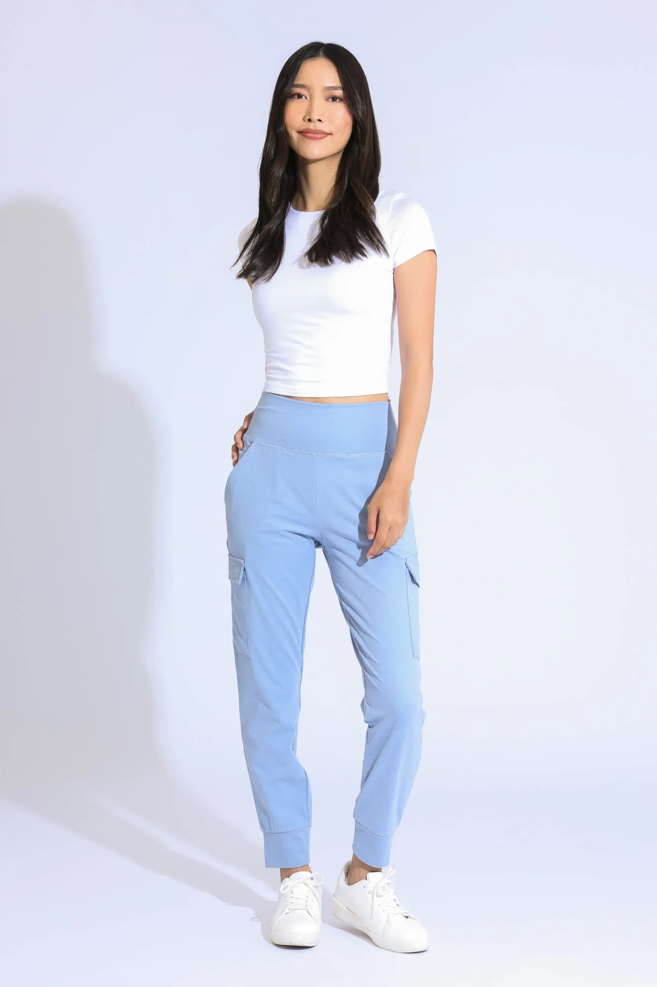 CARGO KNIT JOGGER - HEATHER BLUE FOG