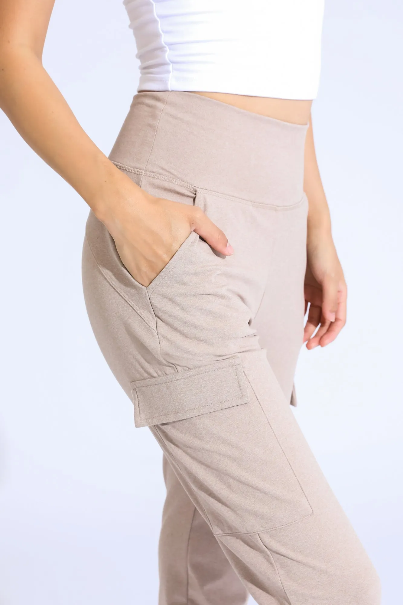 CARGO KNIT JOGGER - HEATHER TAUPE