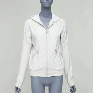 CHANEL Sports 05P light grey CC zip sporty hooded windbreaker jacket FR38 M