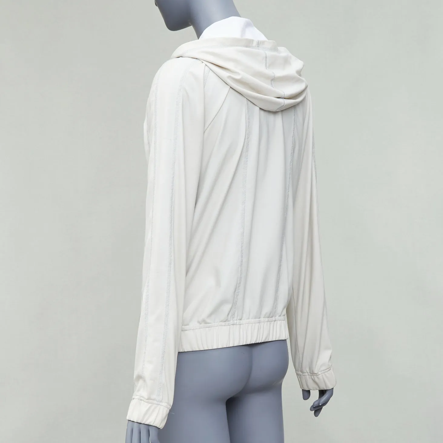 CHANEL Sports 05P light grey CC zip sporty hooded windbreaker jacket FR38 M
