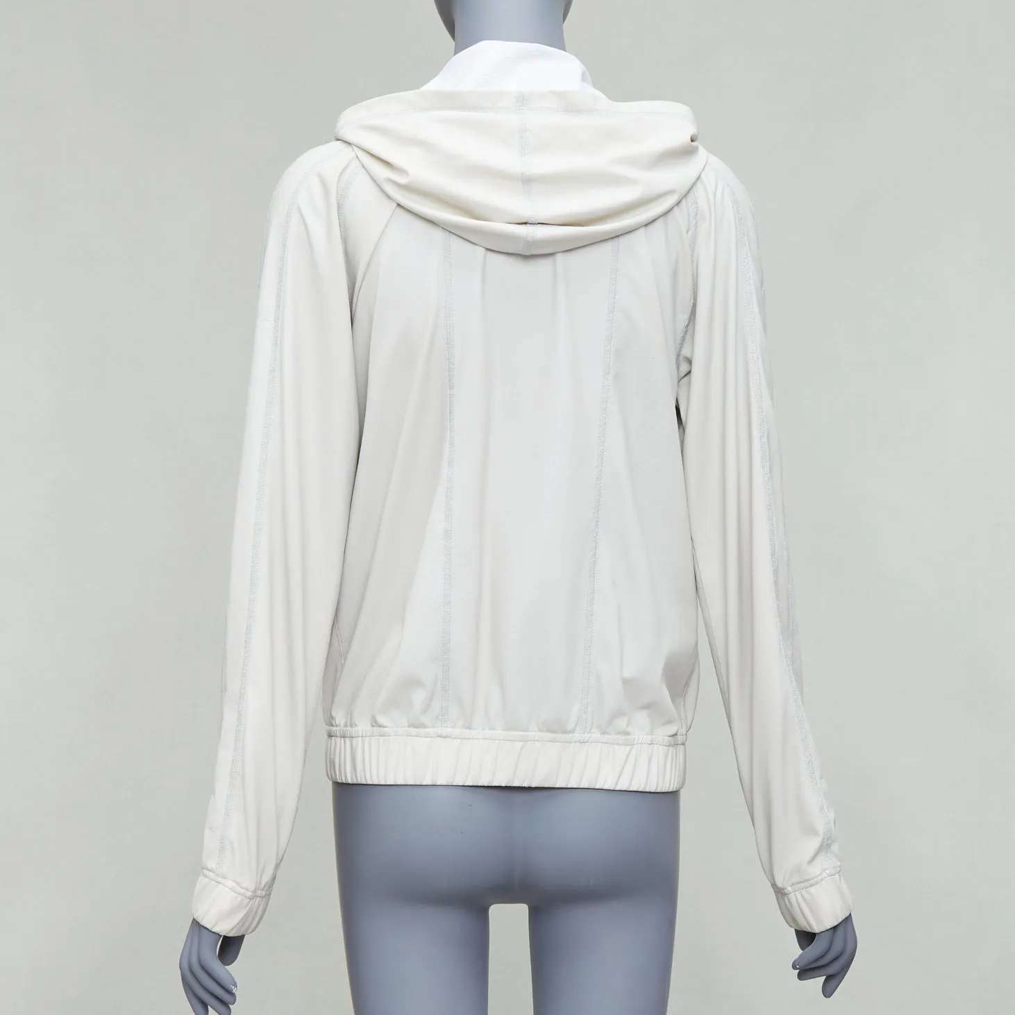 CHANEL Sports 05P light grey CC zip sporty hooded windbreaker jacket FR38 M