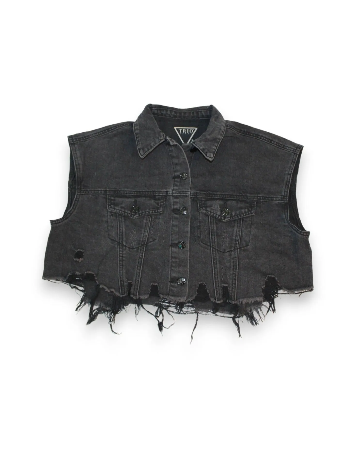 CITY OF ANGELES Crop Denim Vest