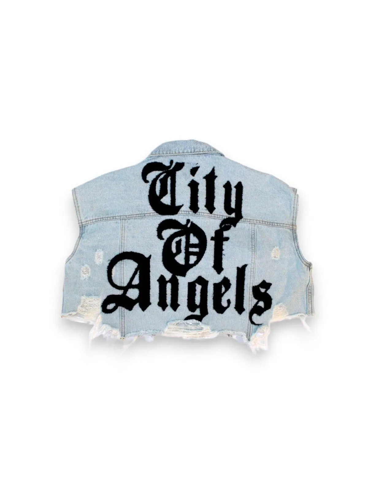 CITY OF ANGELES Crop Denim Vest