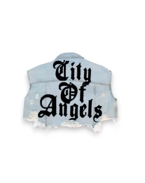 CITY OF ANGELES Crop Denim Vest
