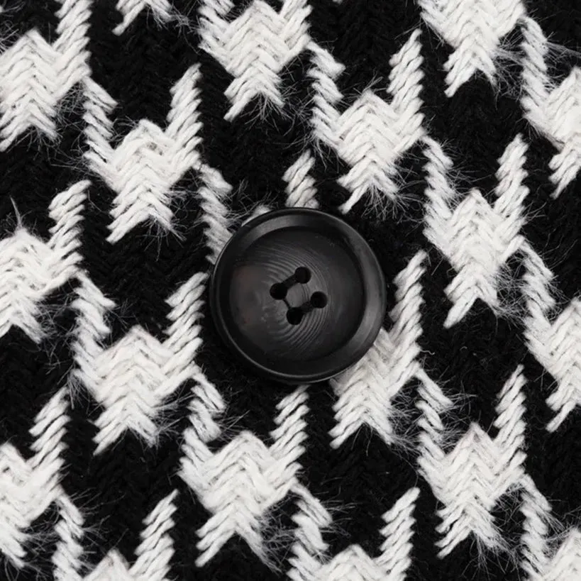 Clara Houndstooth Woolen Maxi Trench Coat
