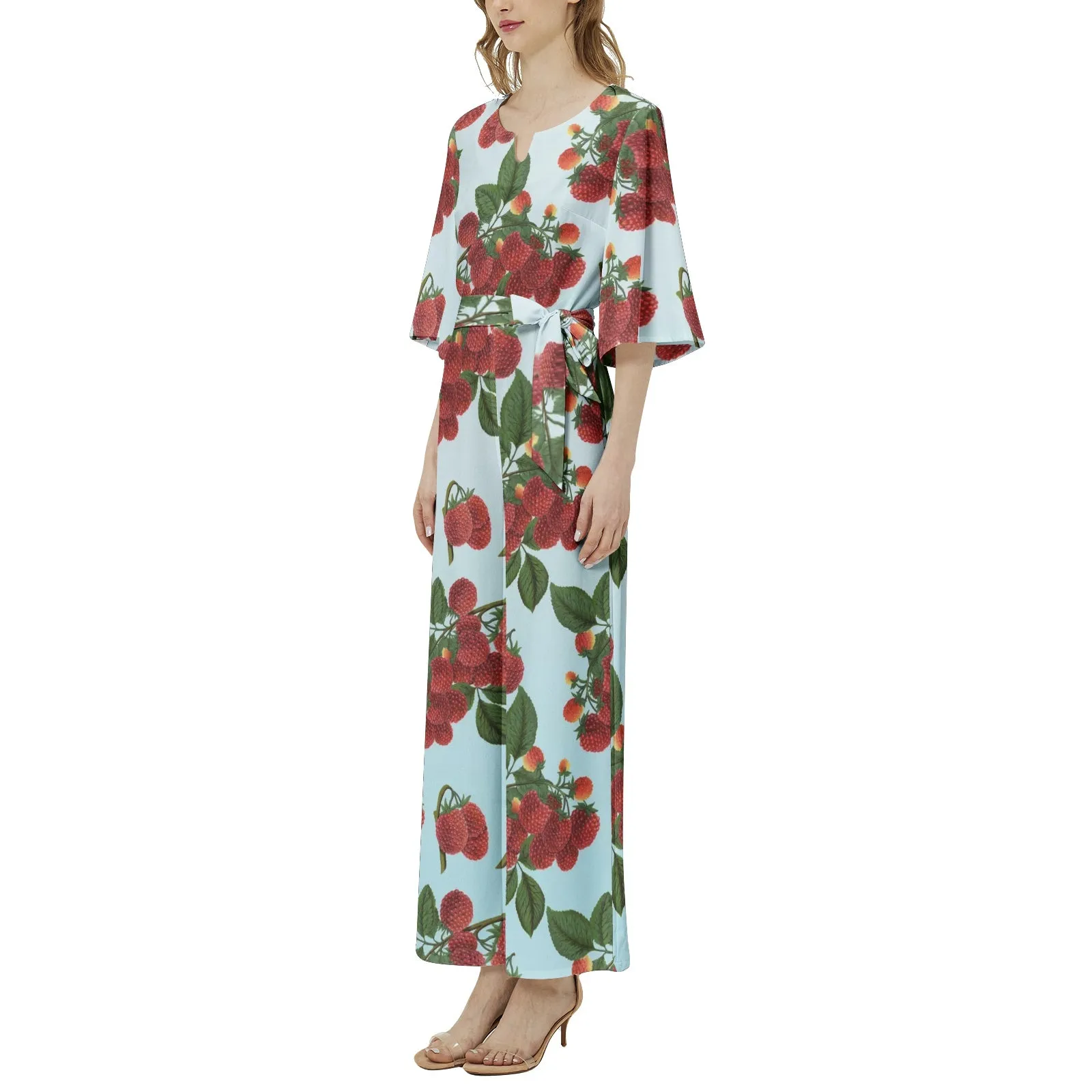 Colossa Raspberry Dolman Sleeve Belted Wide Leg Jumpsuit
