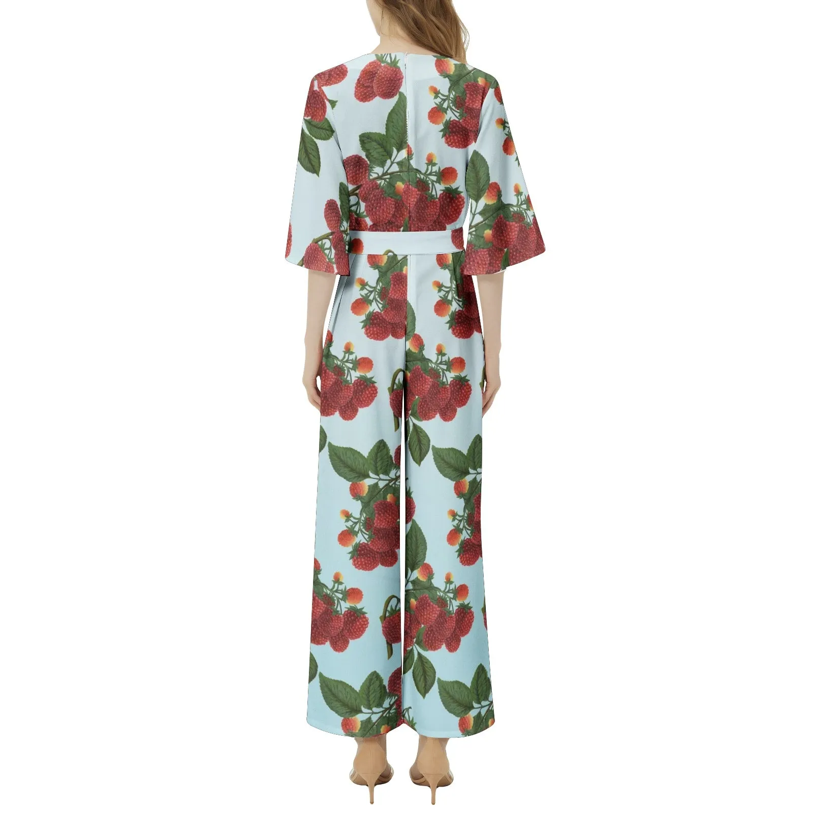Colossa Raspberry Dolman Sleeve Belted Wide Leg Jumpsuit