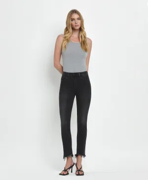 Delta Dawn - High Rise Slim Straight Crop Uneven Hem Jeans