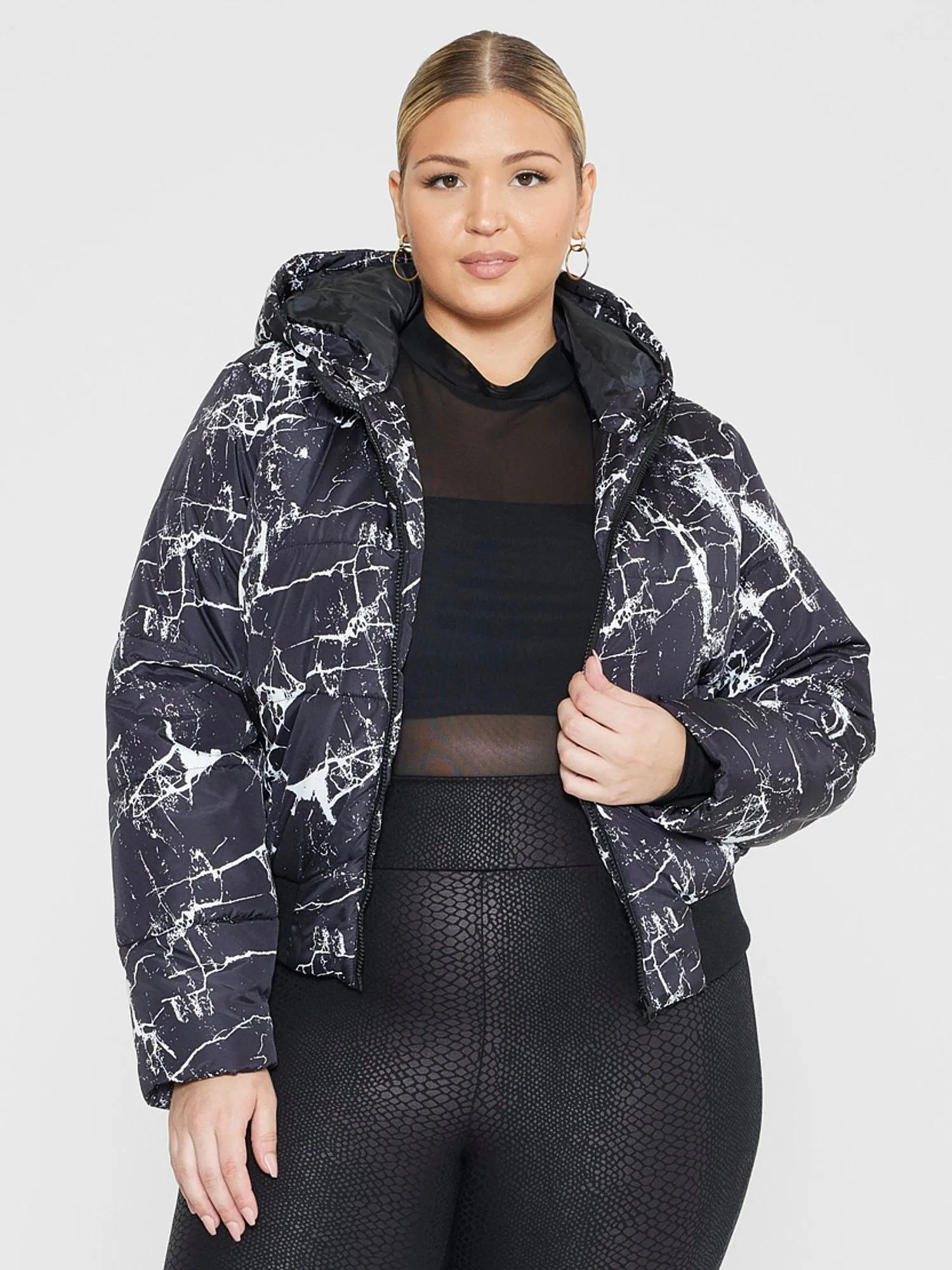 Fashion To Figure - Farrah Short Hooded Puffer Coat