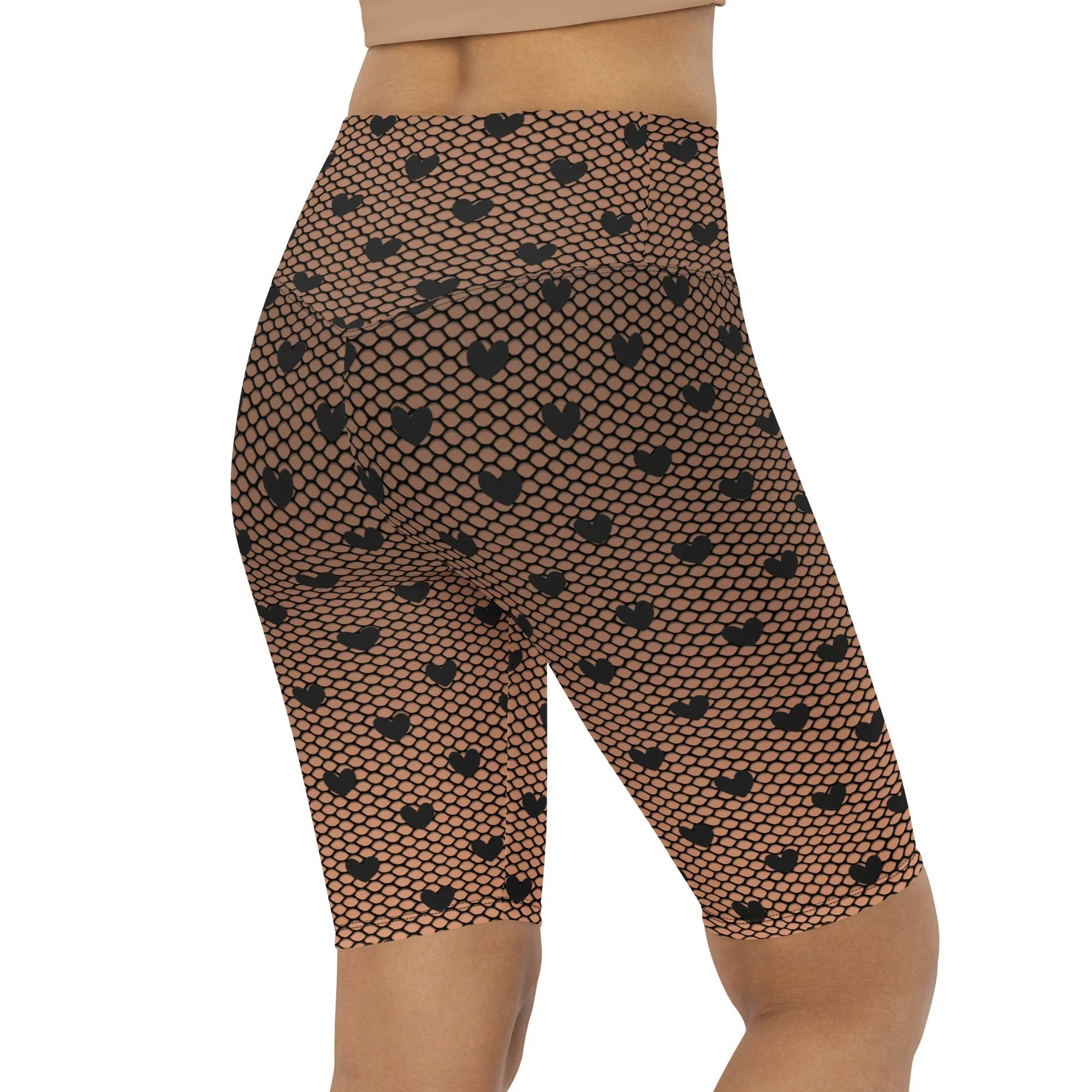 Fishnet Tights Print Biker Shorts