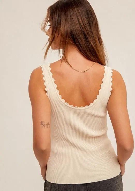 Fitted Ribbed Scalloped Tanks - 3 Colors!