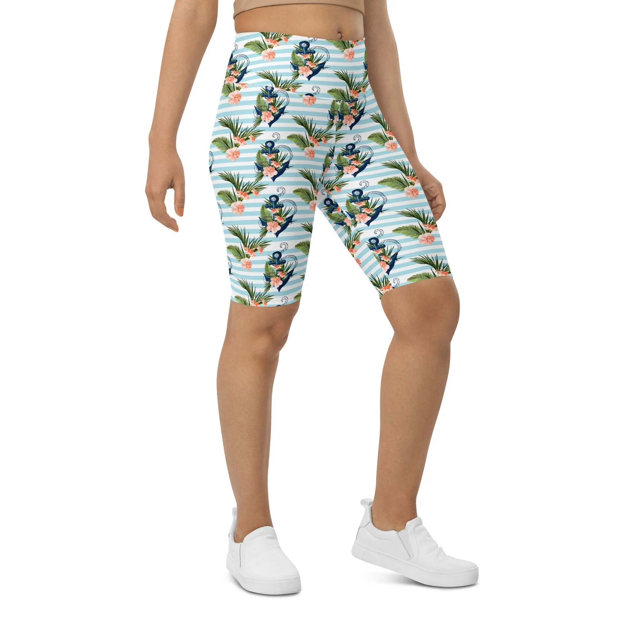 Floral Anchor Biker Shorts