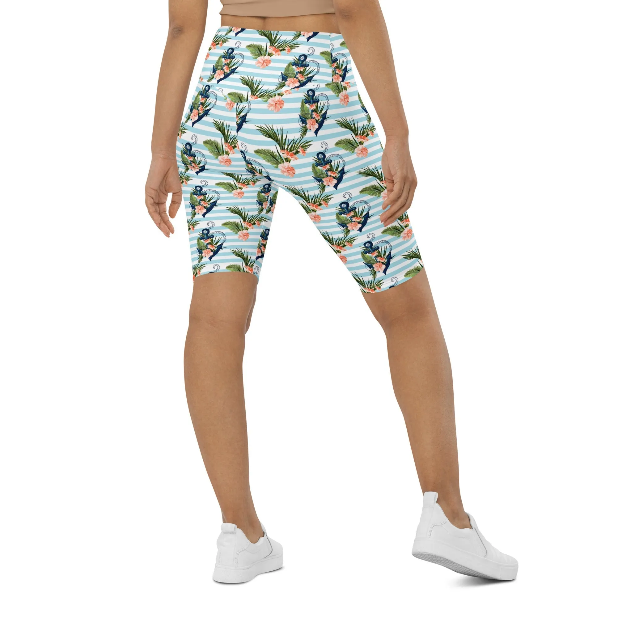 Floral Anchor Biker Shorts