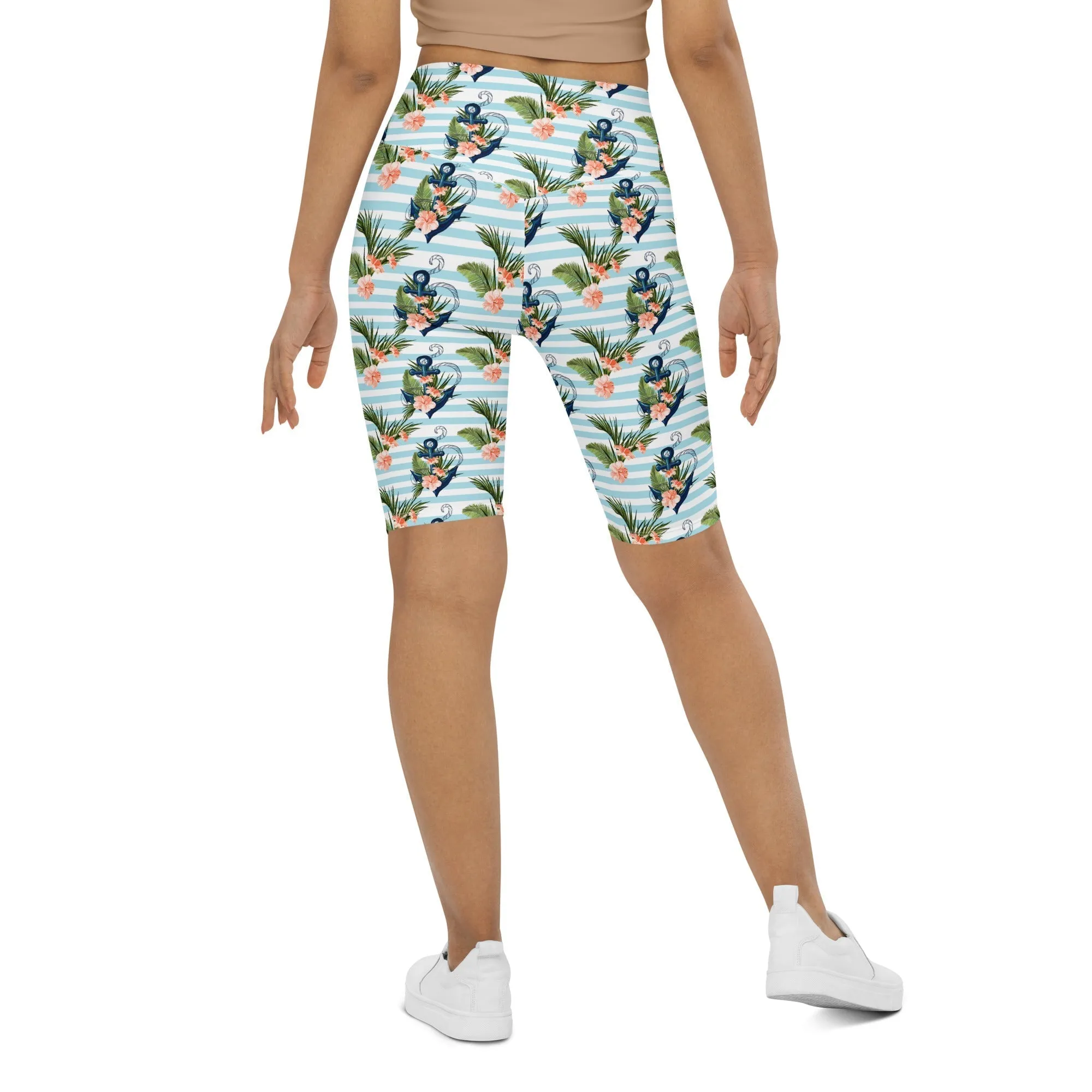 Floral Anchor Biker Shorts