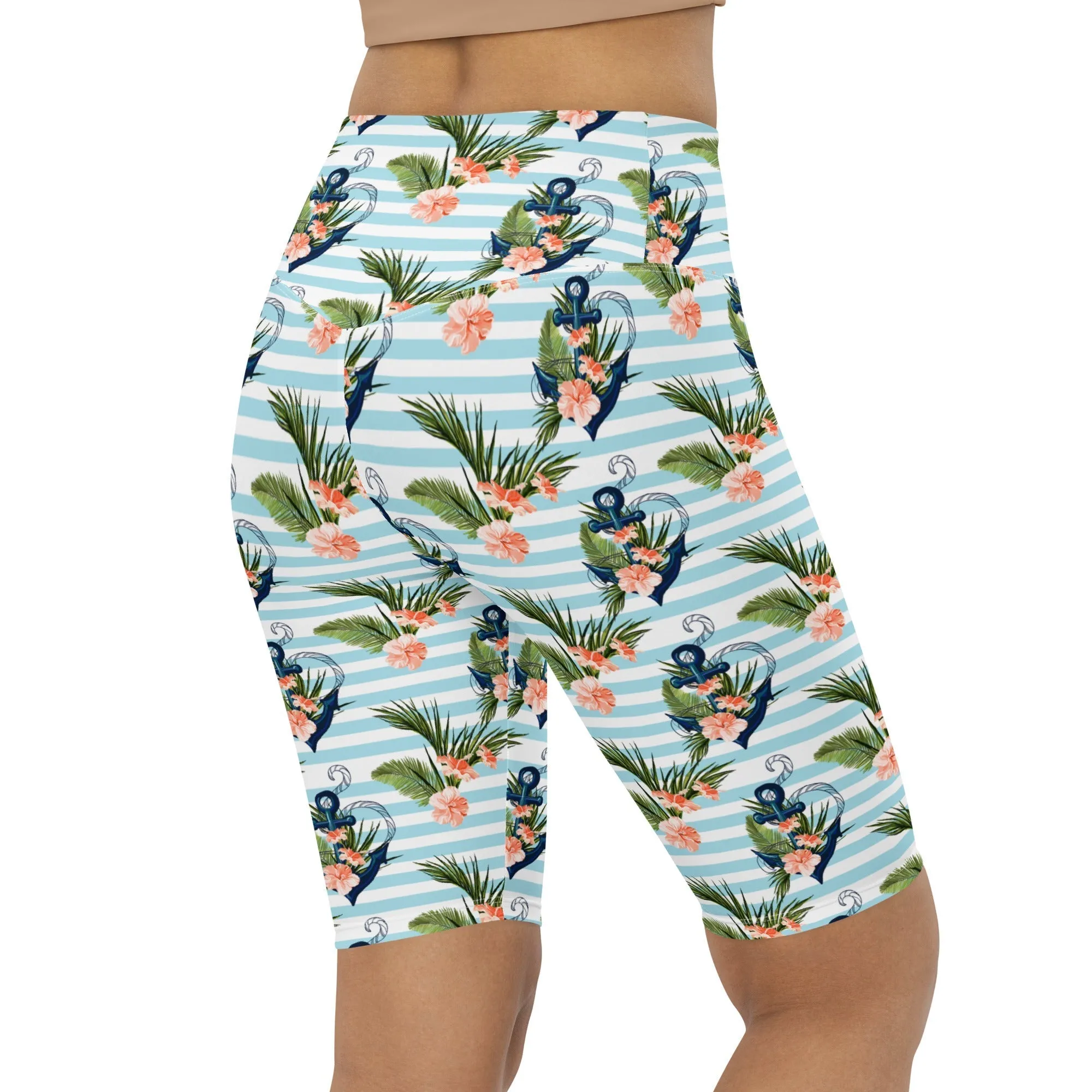 Floral Anchor Biker Shorts