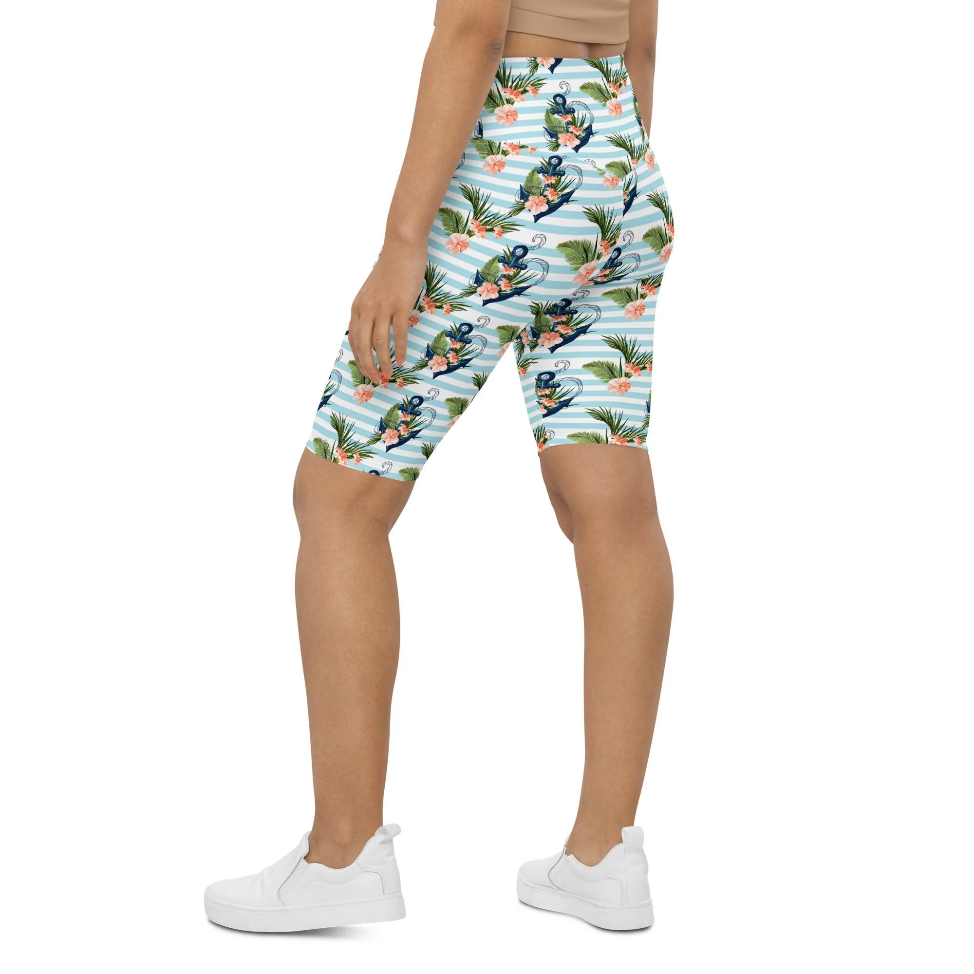 Floral Anchor Biker Shorts