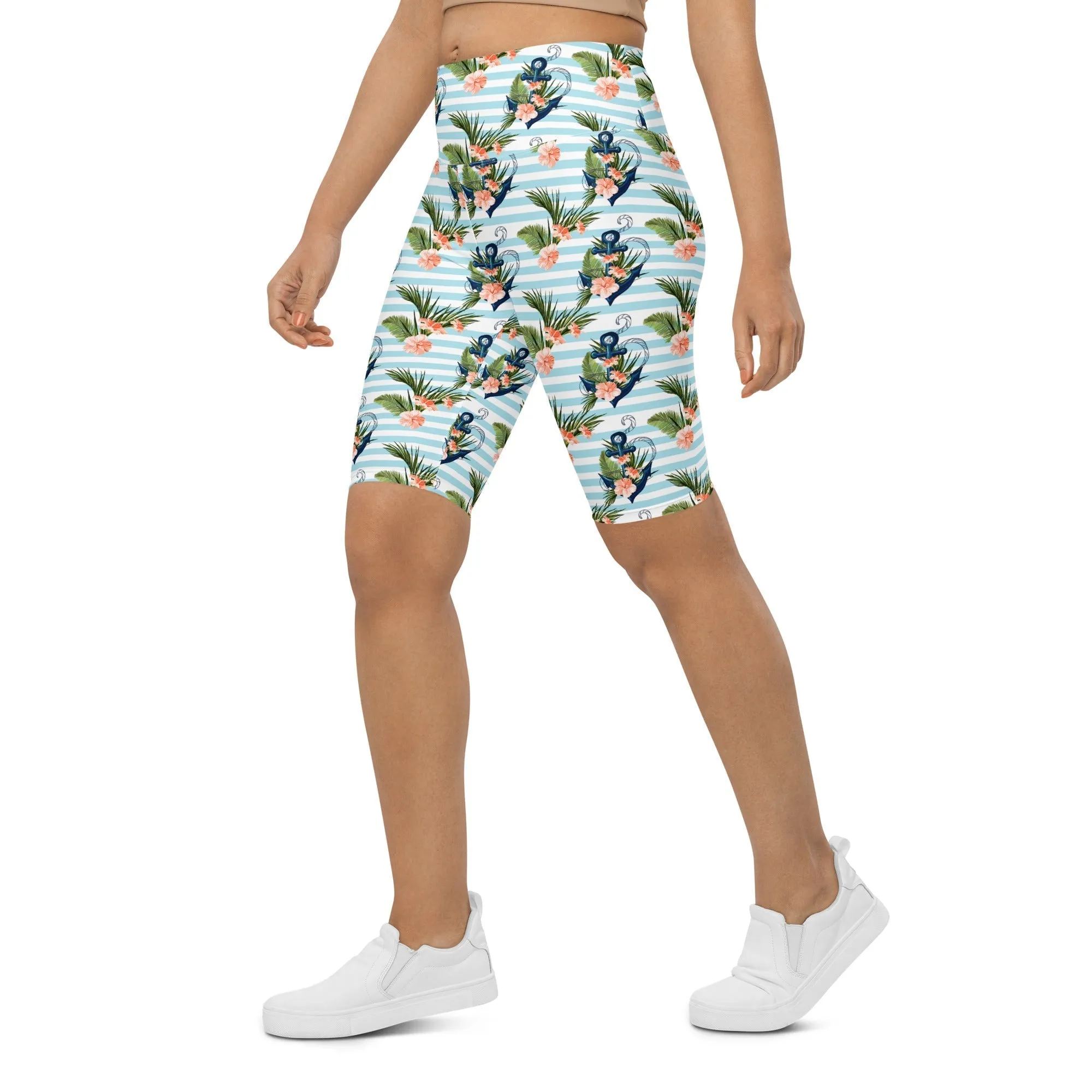 Floral Anchor Biker Shorts