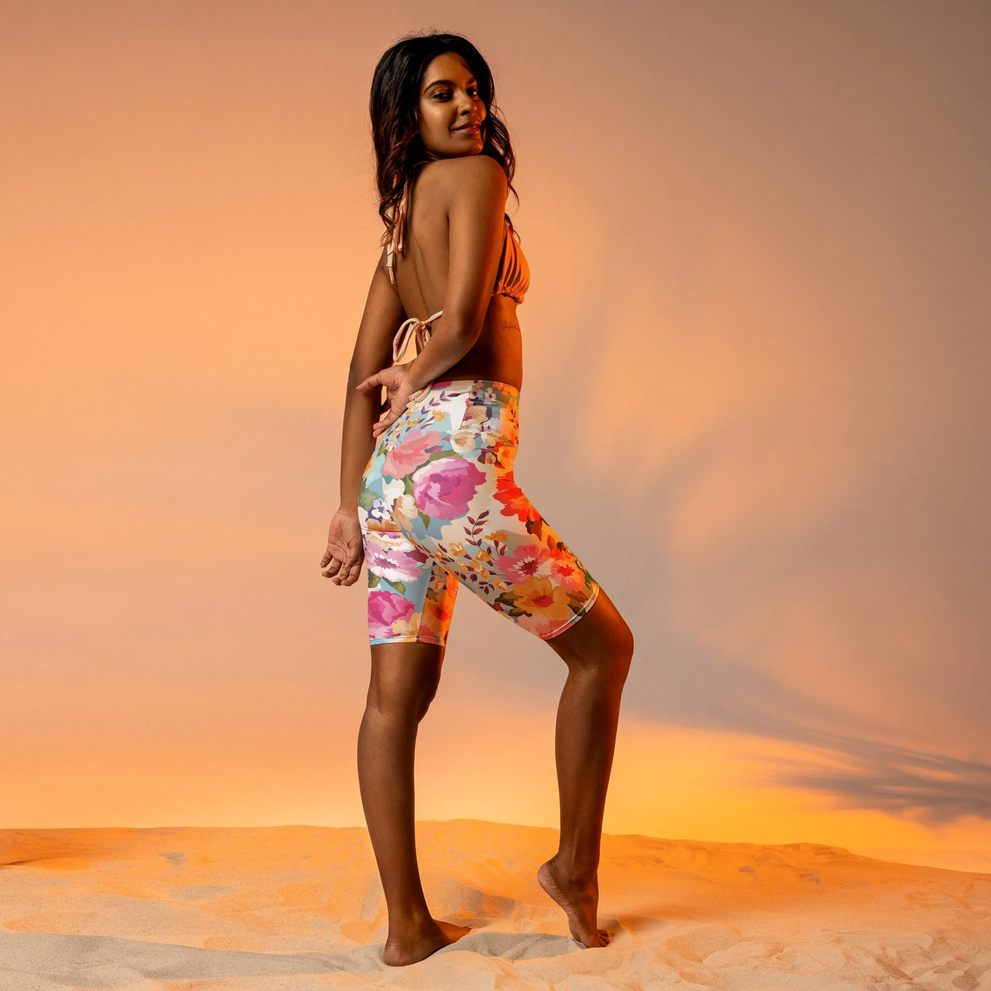 Flower Power Biker Shorts