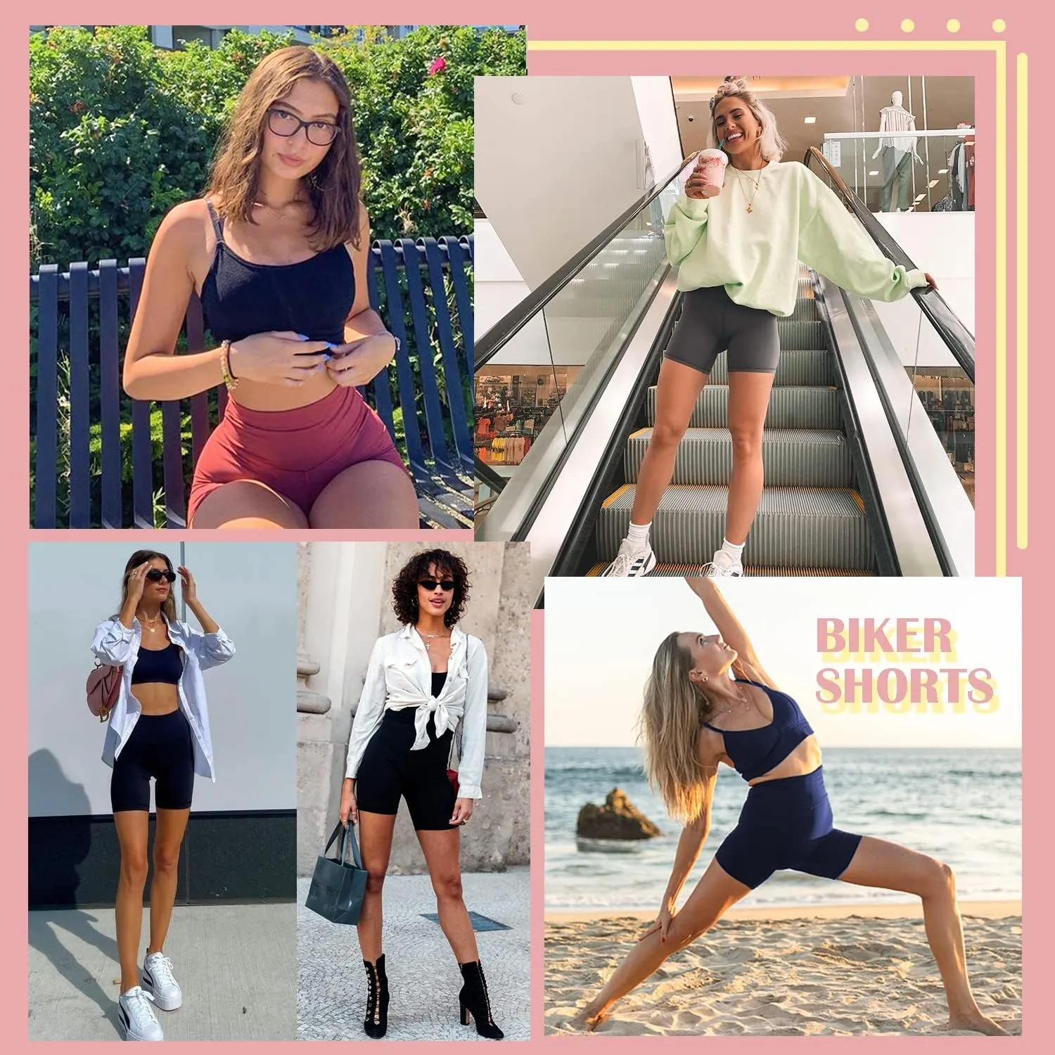 FULLSOFT 4 Pack Biker Shorts for Women with Pockets  5" High Waisted Tummy Control Workout Yoga Running Gym Tennis Shorts