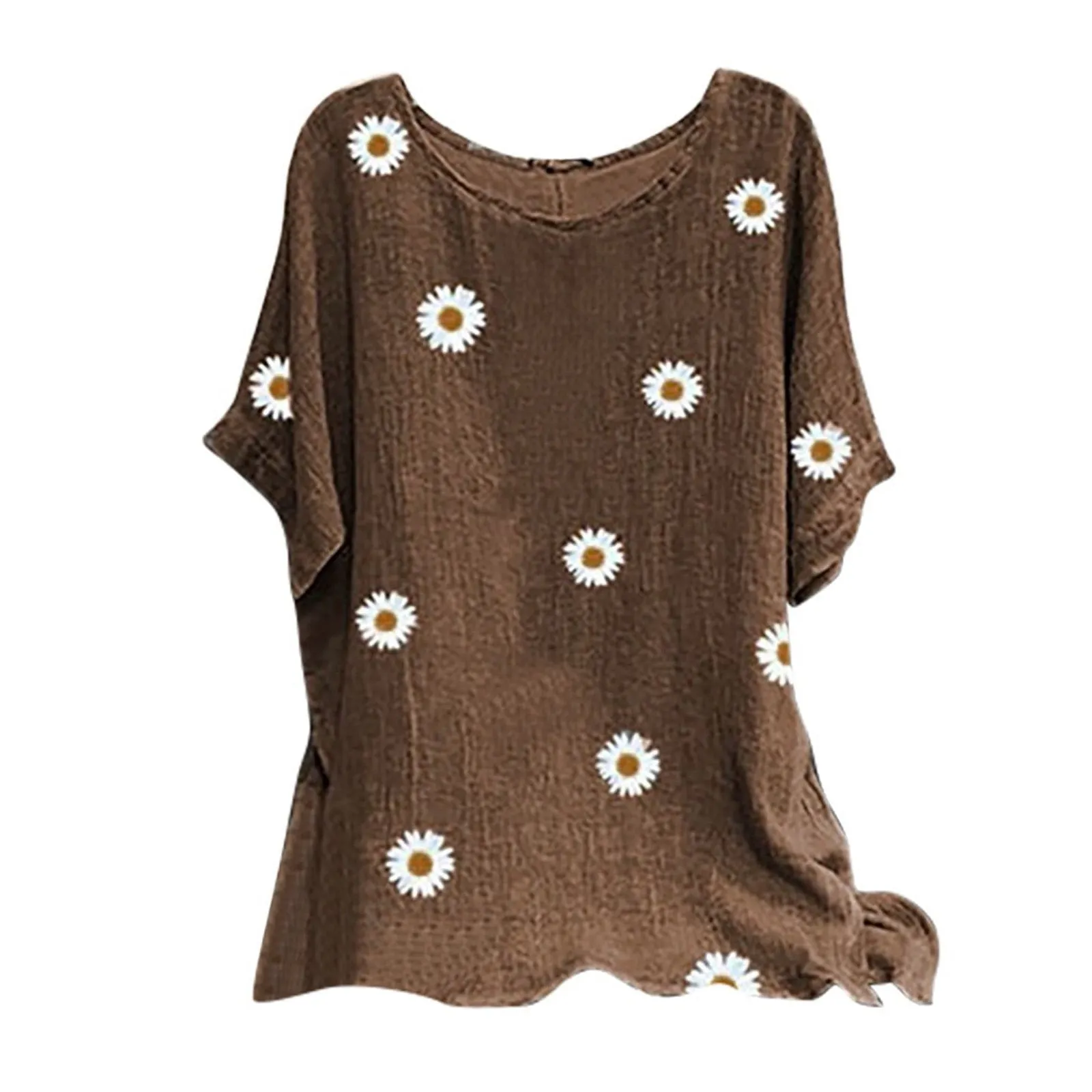 Funki Buys | Shirts | Women's Plus Fashion Daisy Print Blouse