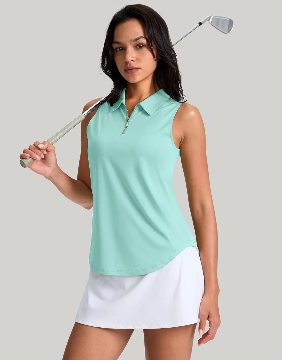 G Gradual Womens Golf Shirt Sleeveless Zip Up Polo Shirts for Women Collared Lightweight Tennis Athletic Tank Top