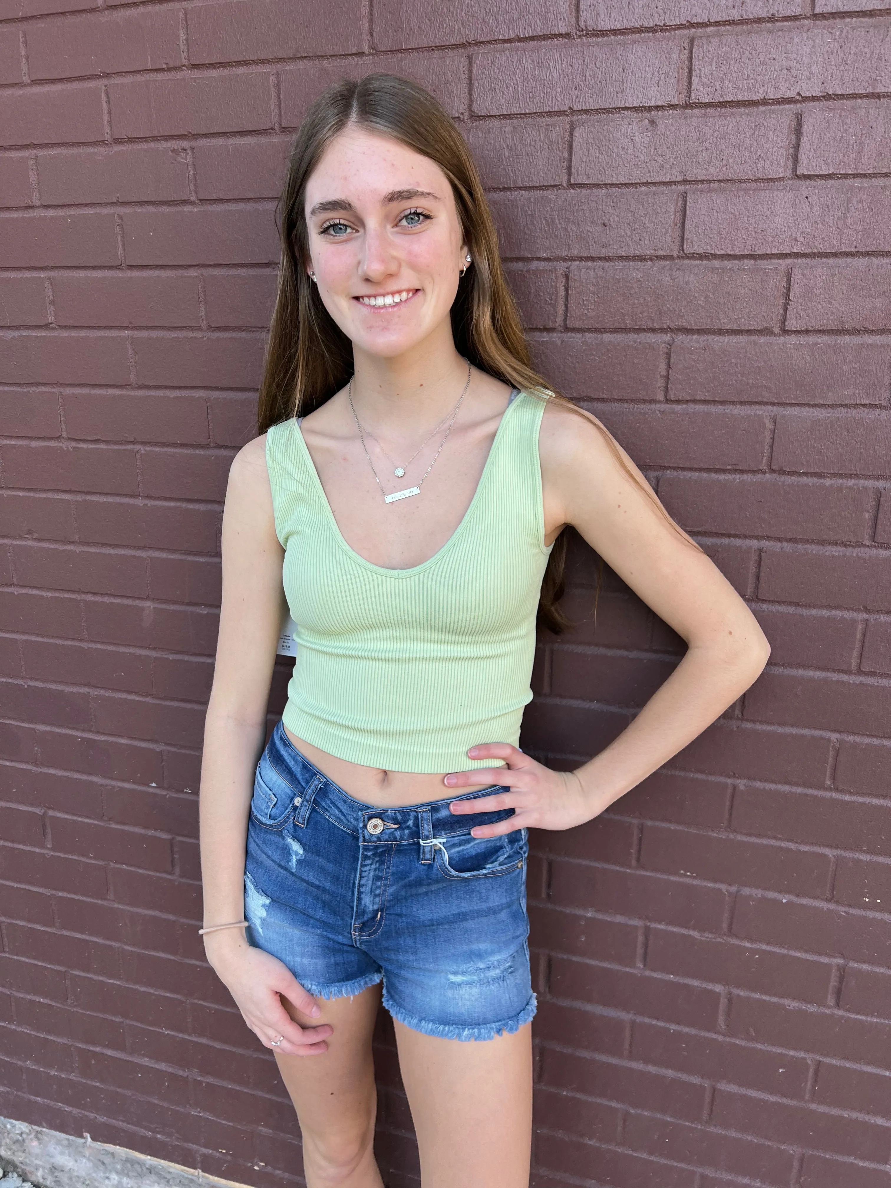 Good Times 2 Bralette V Tank - Pale Green