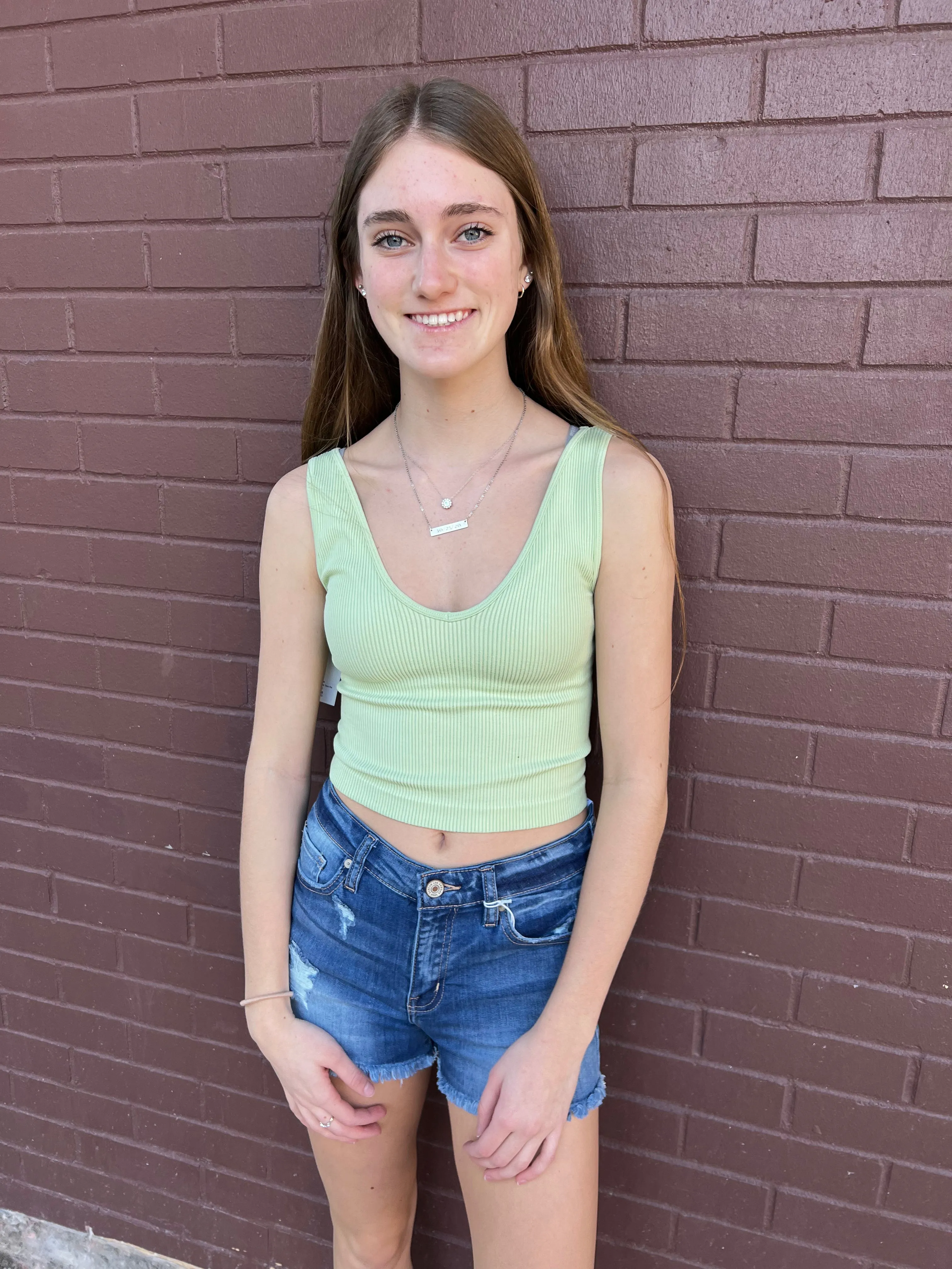 Good Times 2 Bralette V Tank - Pale Green