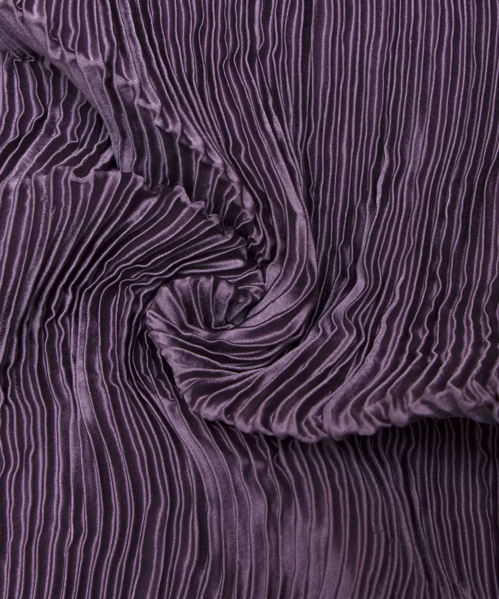 Grey Colour Plain Pleated Satin Fabric