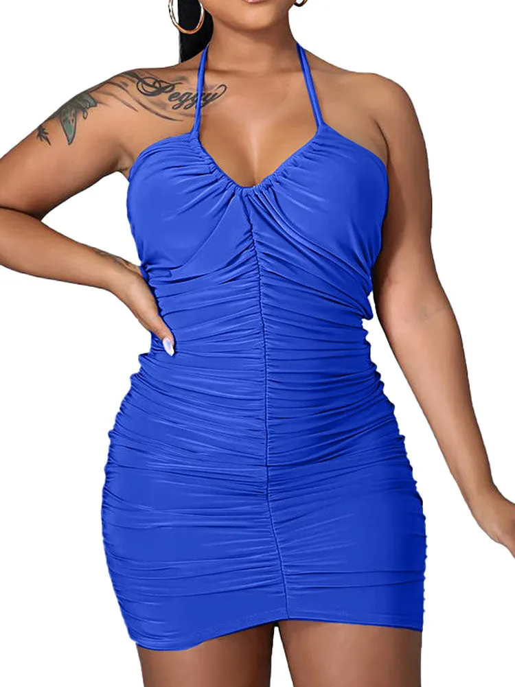 Halter Bodycon Off Shoulder Sleeveless Backless Mini Dresses