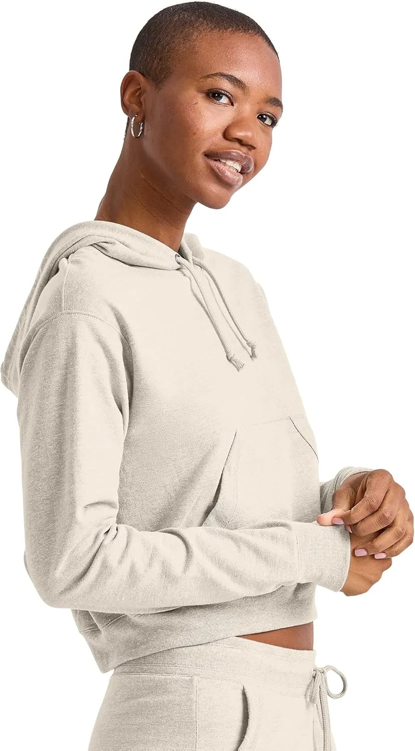Hanes Women's Originals Pullover Cropped Hoodie, French Terry Hooded Sweatshirt