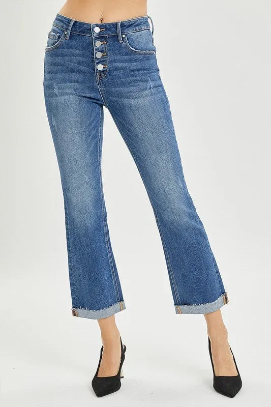 High Rise Button Down Straight Leg