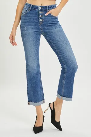 High Rise Button Down Straight Leg