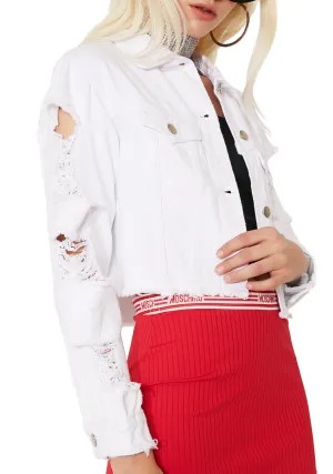 In Distress Crop Denim Jacket