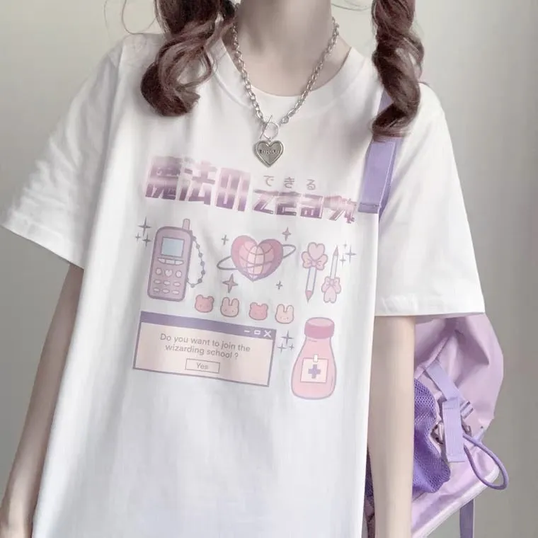 JAPANESE MAGIC PREPPY PRINT OVERSIZE T-SHIRT BY50044