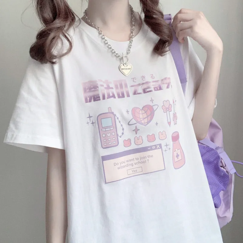 JAPANESE MAGIC PREPPY PRINT OVERSIZE T-SHIRT BY50044