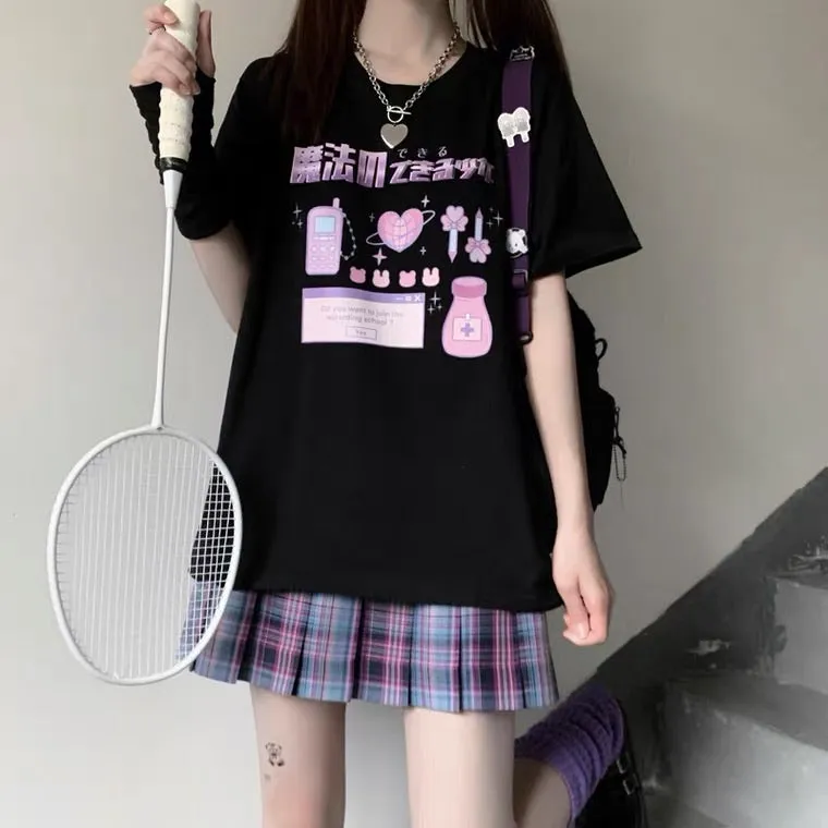 JAPANESE MAGIC PREPPY PRINT OVERSIZE T-SHIRT BY50044